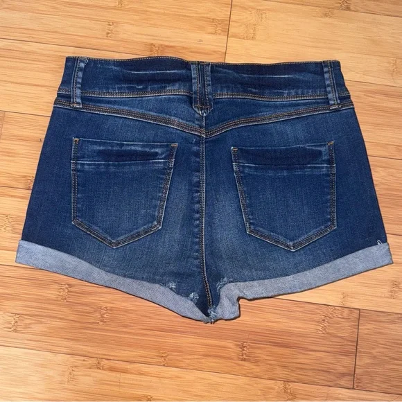 Rewash Blue Jean Shorts with Cuffed Hem and Stretchy Fit - Picture 4 of 4